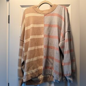 Striped Beige and Gray Sweater